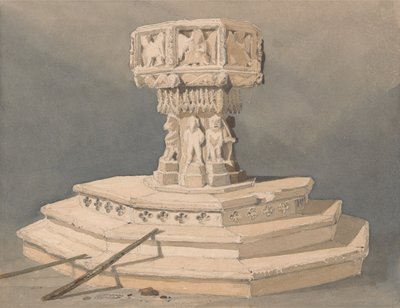 Font at Happisburgh Church, Norfolk by John Sell Cotman